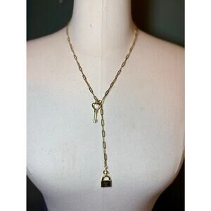 0. LV LARIAT Luxury Logo 18k Gold Plated Necklace